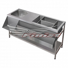 Барная станция 1600х500/700х850 (цельнотянутая мойка)