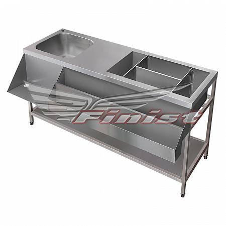 Барная станция 1600х500/700х850 (цельнотянутая мойка)