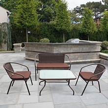 Плетеный комплект мебели из искусственногоротанга TLH-037/037D/40S Brown