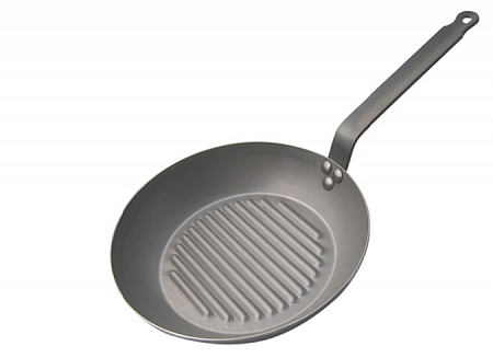 Сковорода-гриль d=30 см. белая сталь "Carbone Steel Plus" (индукция) De Buyer